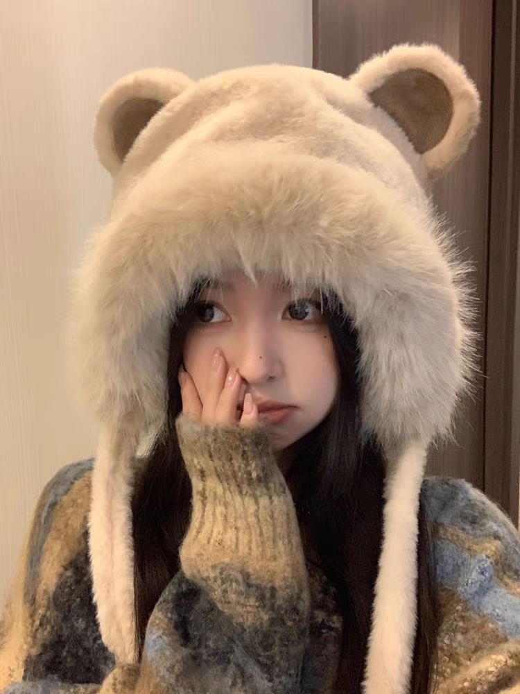 Ear Hat Bear Bonnet Fluffy