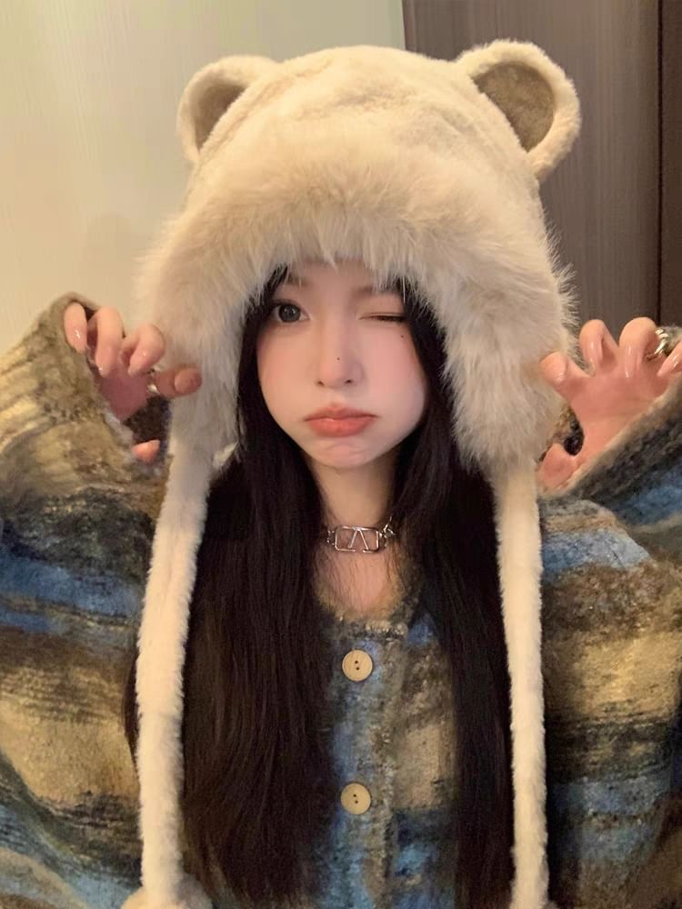 Ear Hat Bear Bonnet Fluffy