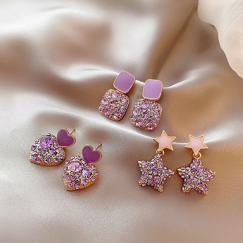 Rhinestone Alloy Drop Earring
