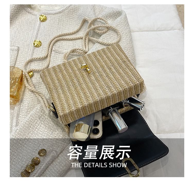 Panel Faux Bag Woven Leather Crossbody