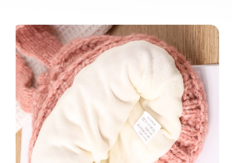 Applique Beanie Lettering Rabbit Knit Ear