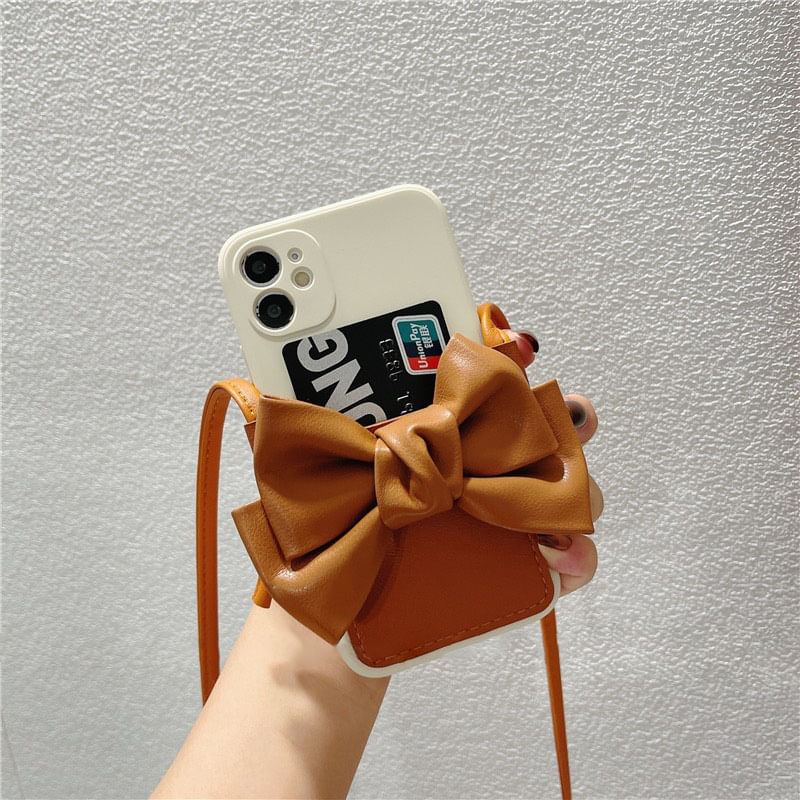Leather Faux Bow Phone Case