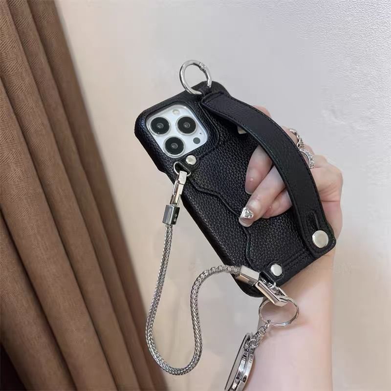 Heart Case Leather Faux Mirrored Phone