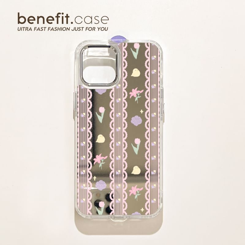 Case Mirrored Phone Lace Floral Print