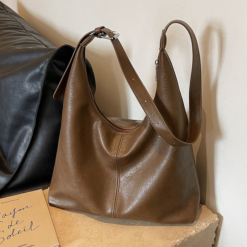 Plain Bag Faux Leather Tote