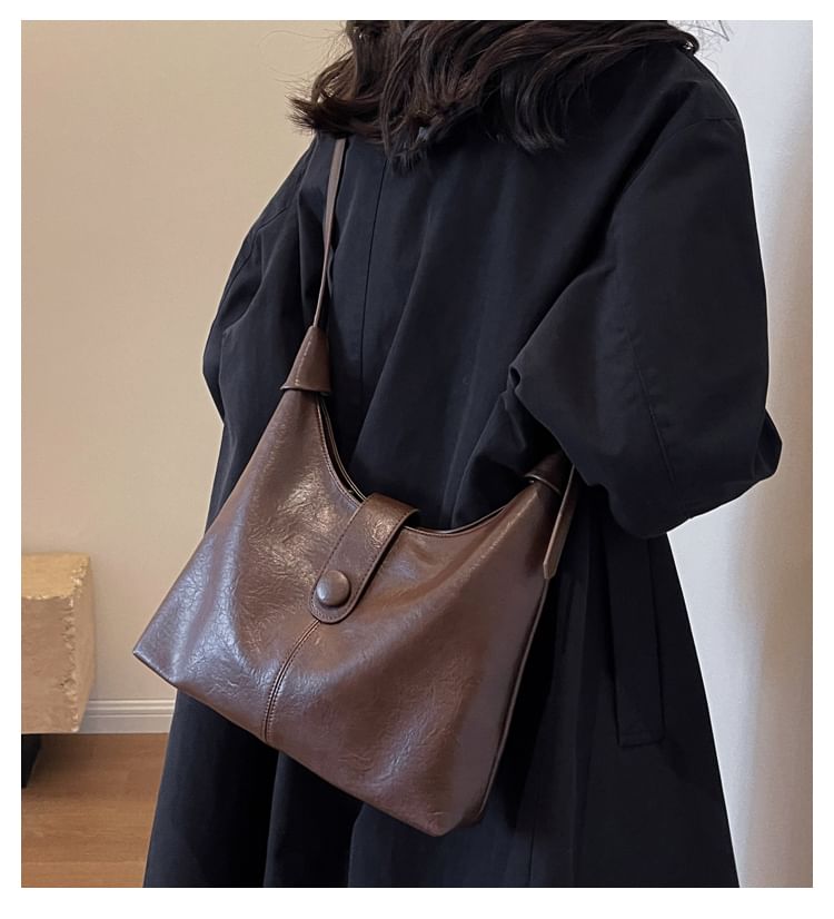 Bag Faux Tote Leather Plain