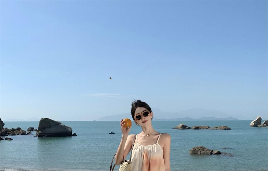 Maxi Dress Print Strap A-Line Spaghetti