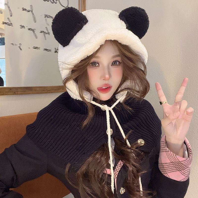 Bear Ear Faux Balaclava Shearling