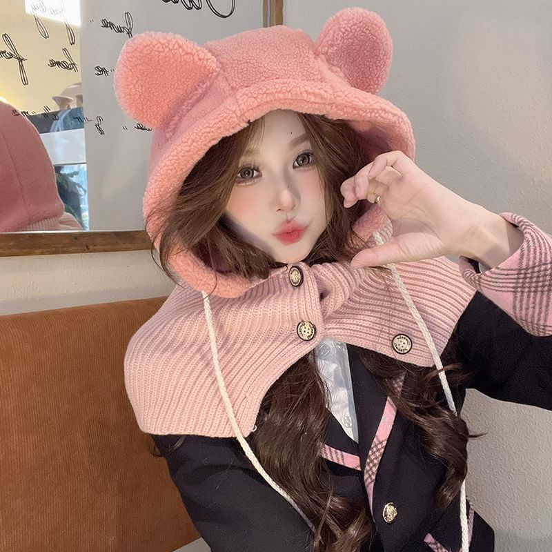 Bear Ear Faux Balaclava Shearling