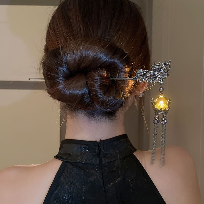 Faux Pearl Stick Dragon Fringed Hair