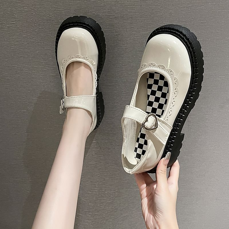 Jane Heart Shoes Mary Buckled Platform