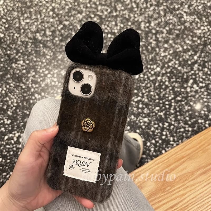 Bow Case Floral Phone Chenille