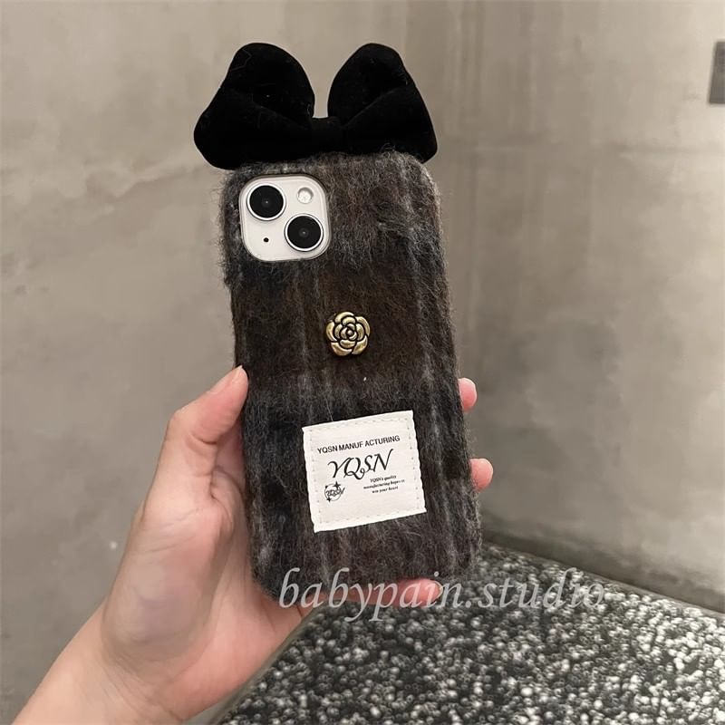 Bow Case Floral Phone Chenille