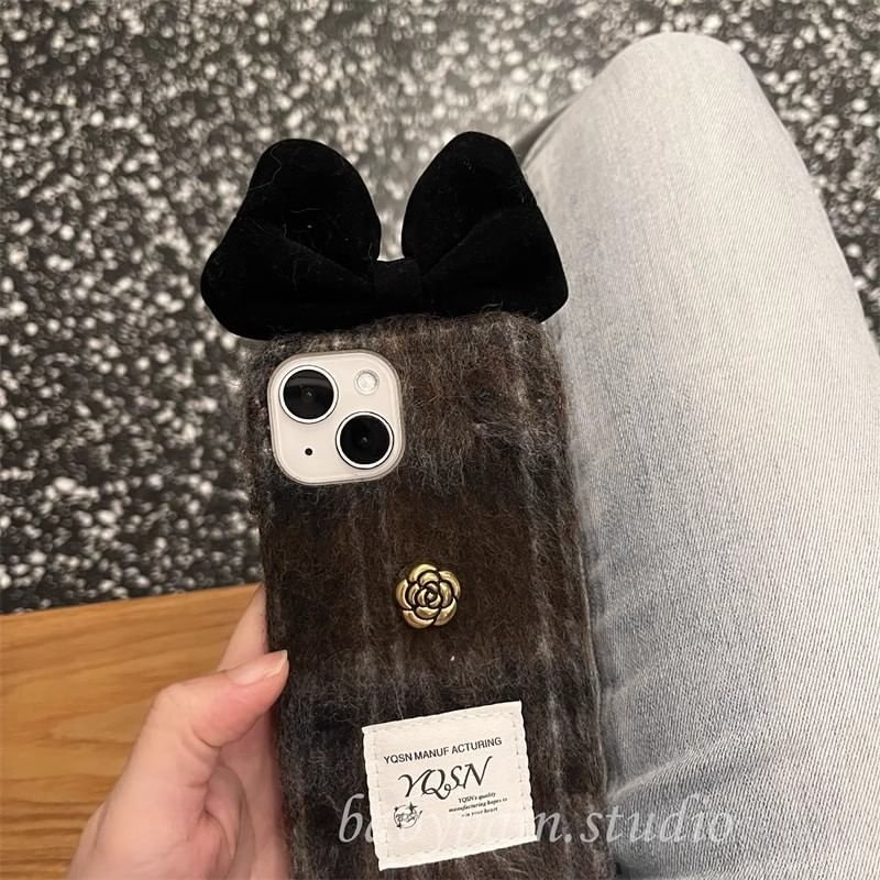 Bow Case Floral Phone Chenille