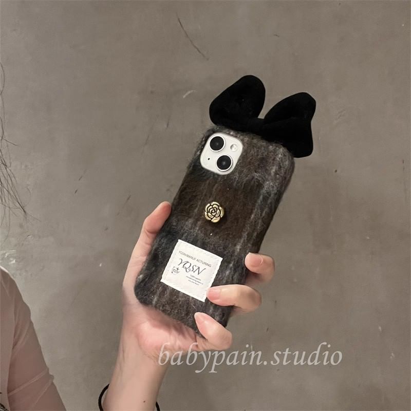 Bow Case Floral Phone Chenille