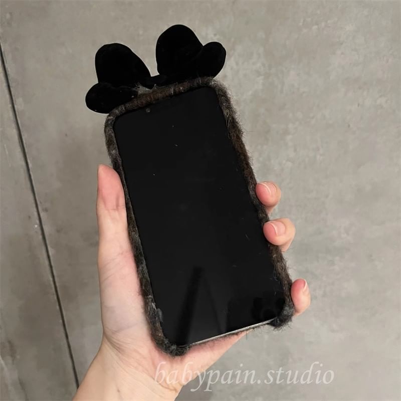 Bow Case Floral Phone Chenille