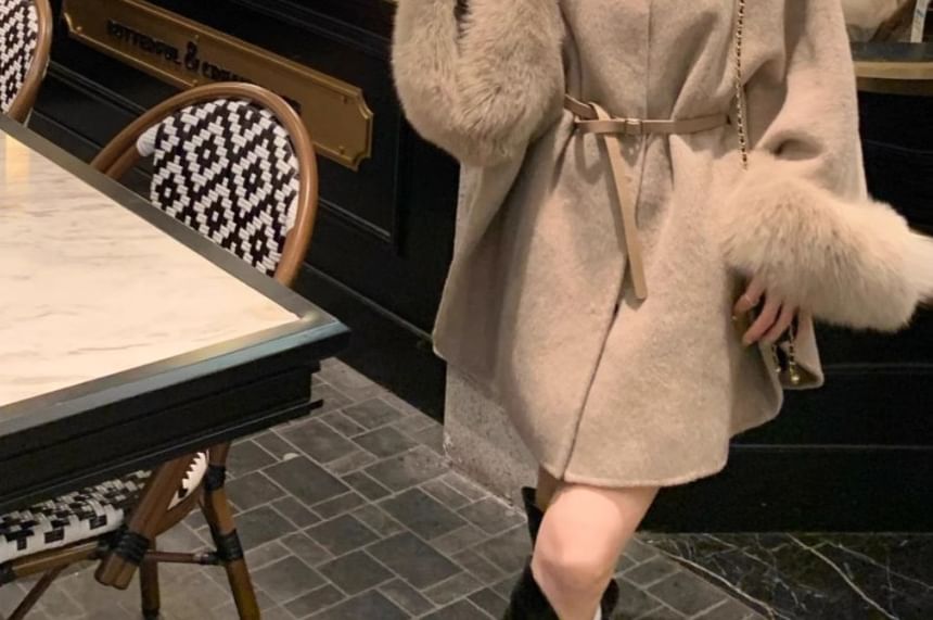 Faux Fur Collar Woolen Coat