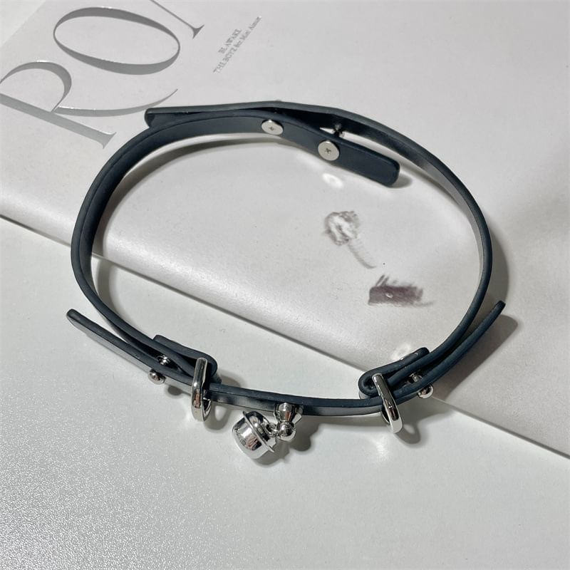 Choker Pendant Leather Faux Bell