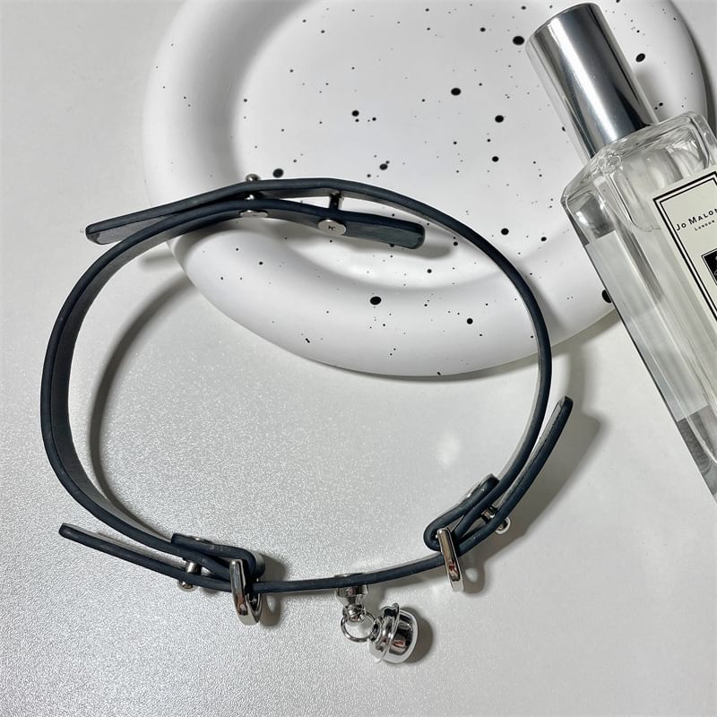 Choker Pendant Leather Faux Bell