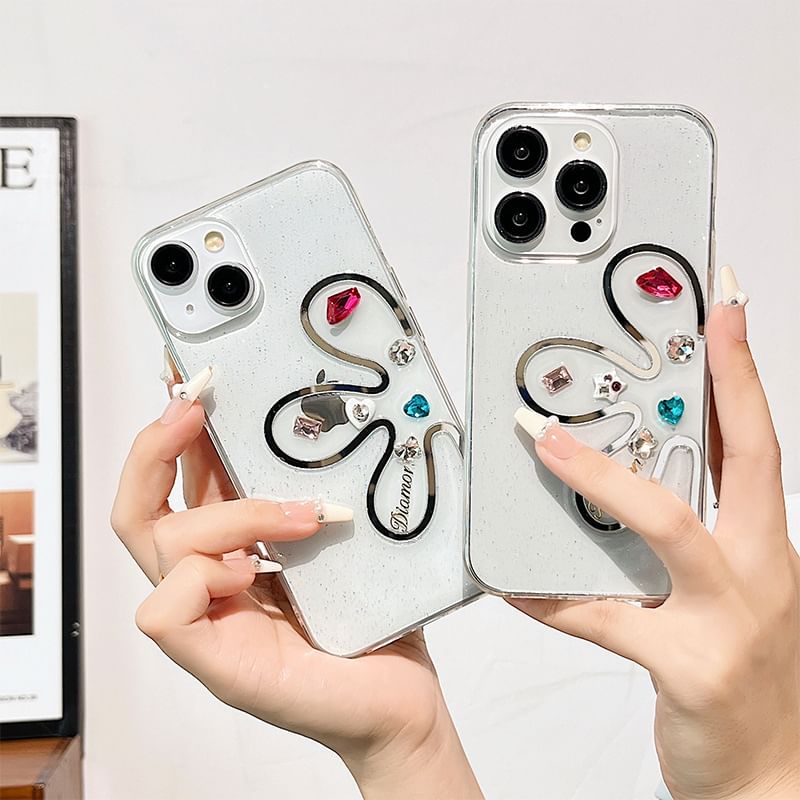 Floral Rhinestone Case Phone