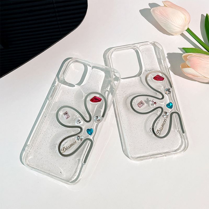 Floral Rhinestone Case Phone