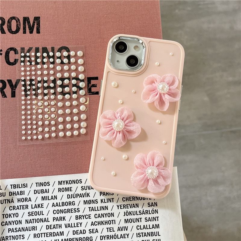 Pearl Faux Phone Lace Case Floral