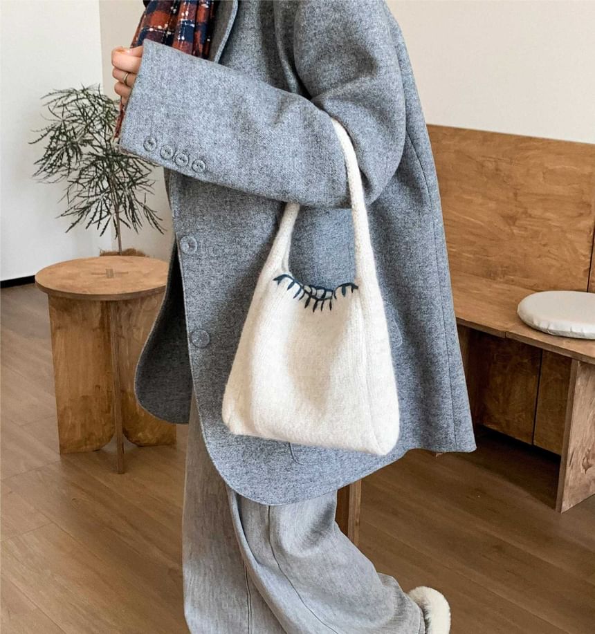 Contrast Bag Knit Tote Stitch
