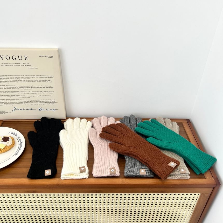 Knit Gloves Plain Ribbed