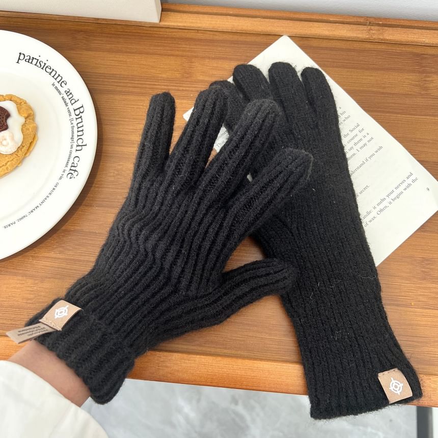 Knit Gloves Plain Ribbed