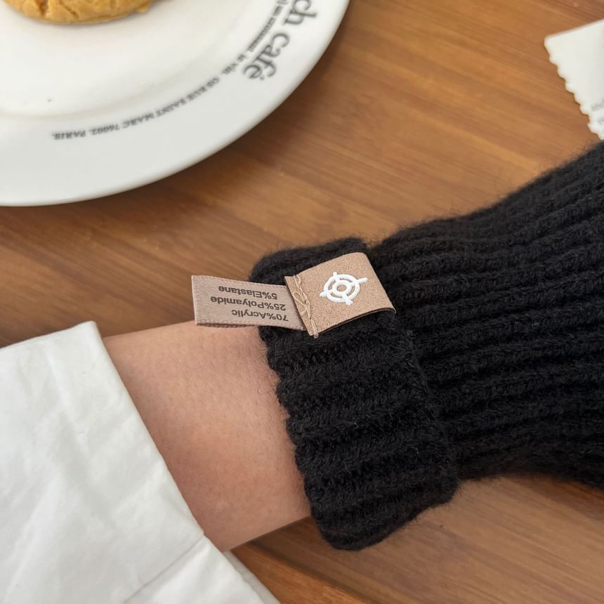 Knit Gloves Plain Ribbed