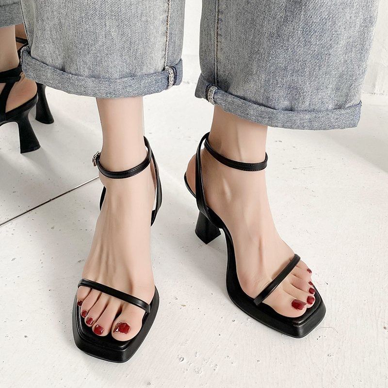 Chunky Ankle Heel Platform Sandals Strap