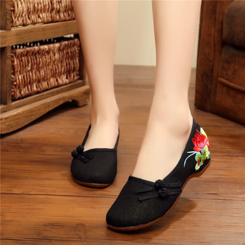 Flower Embroidered Flats