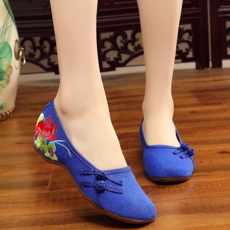 Flower Embroidered Flats