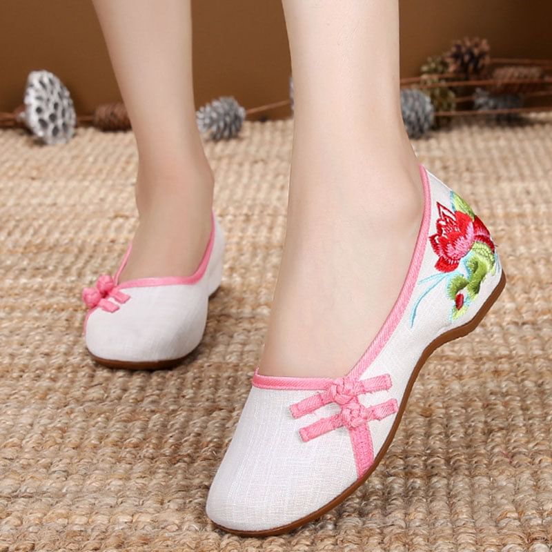 Flower Embroidered Flats
