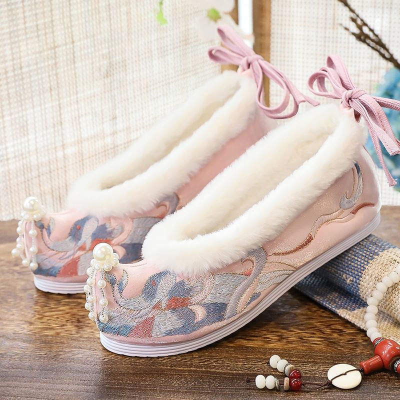 Embroidered Fluffy Hanfu Flats