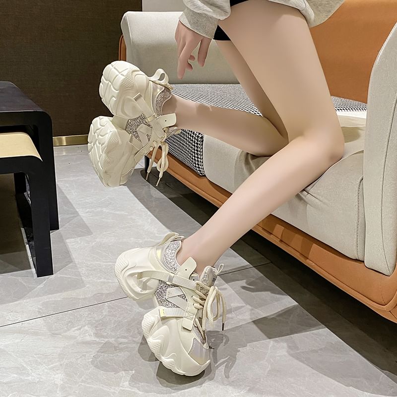 Heel Lettering Platform Sneakers Chunky