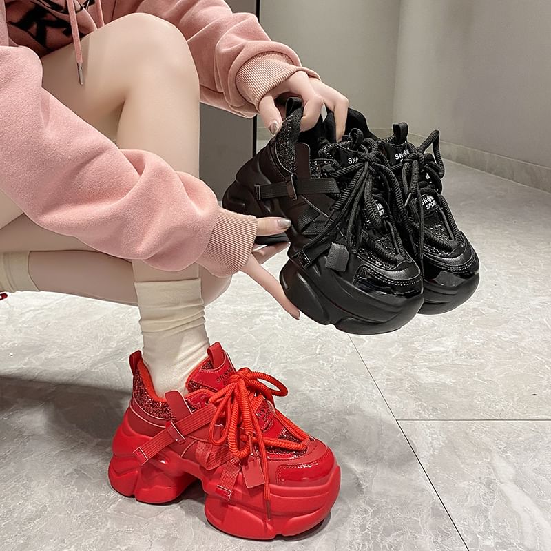 Sneakers Chunky Heel Platform Sequined