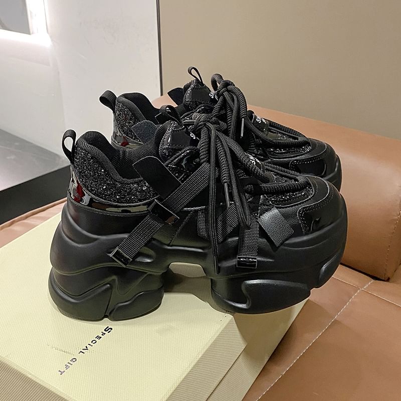 Sneakers Chunky Heel Platform Sequined