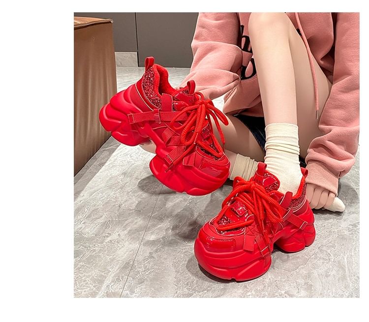 Sneakers Chunky Heel Platform Sequined