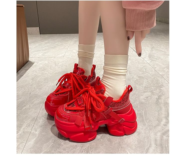 Sneakers Chunky Heel Platform Sequined