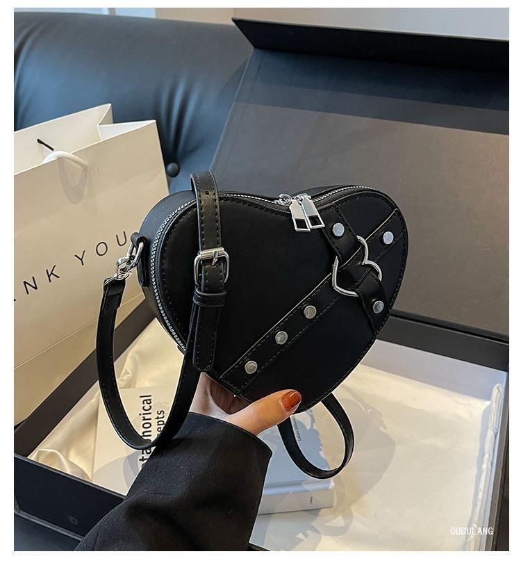 Heart Faux Crossbody Leather Bag