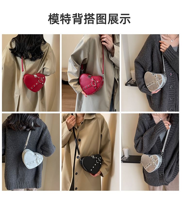 Heart Faux Crossbody Leather Bag