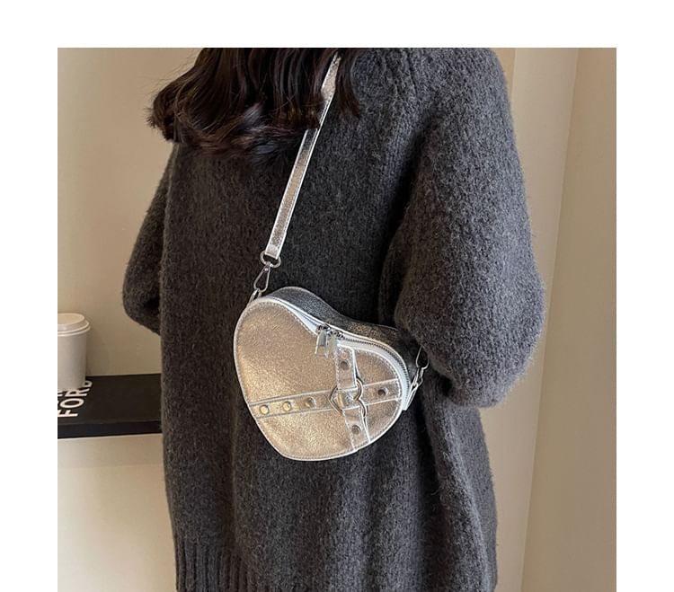 Heart Faux Crossbody Leather Bag