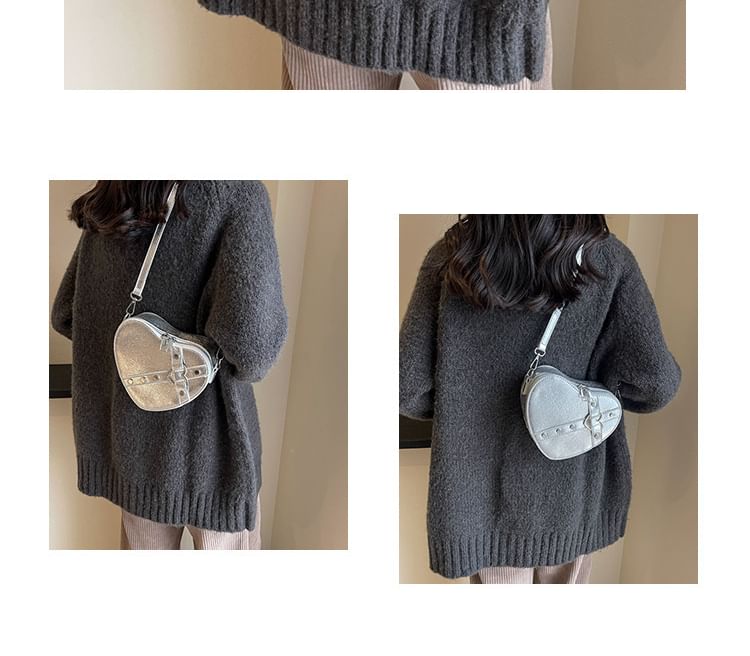 Heart Faux Crossbody Leather Bag