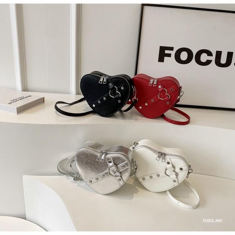 Heart Faux Crossbody Leather Bag