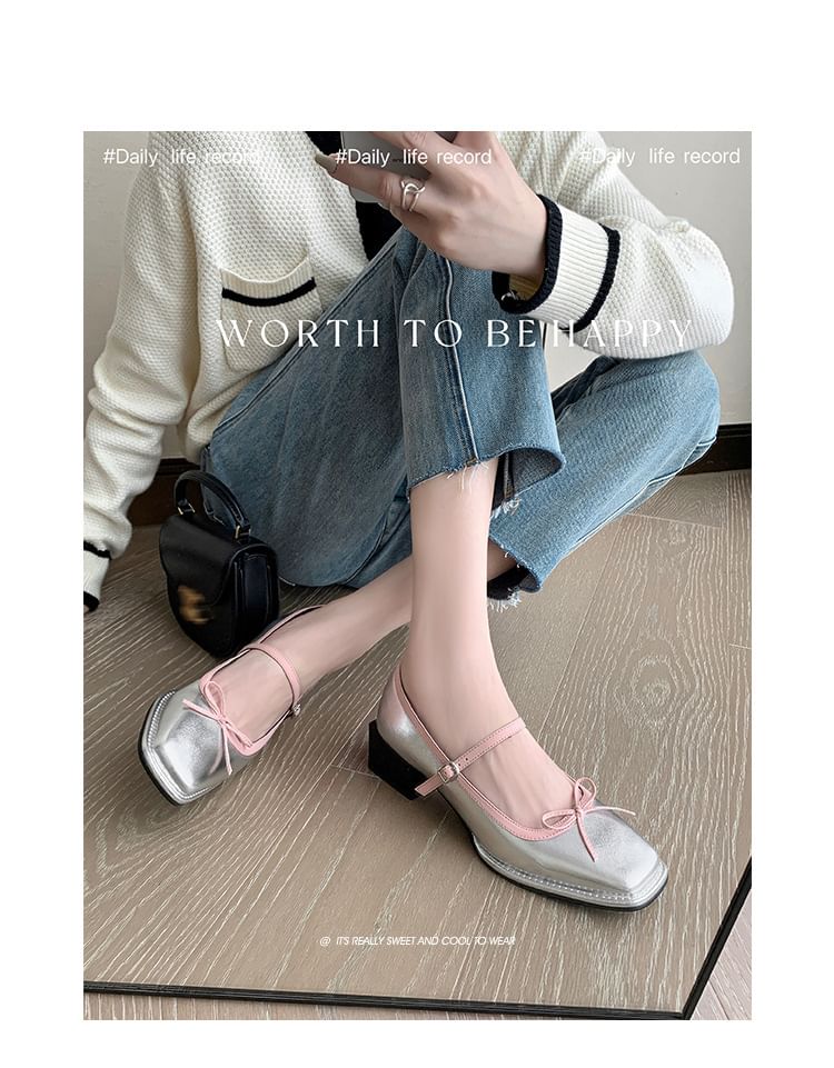 Toe Jane Square Mary Bow Pumps