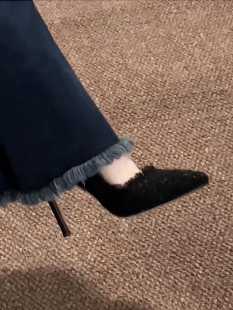 Tweed Toe Pumps Pointed