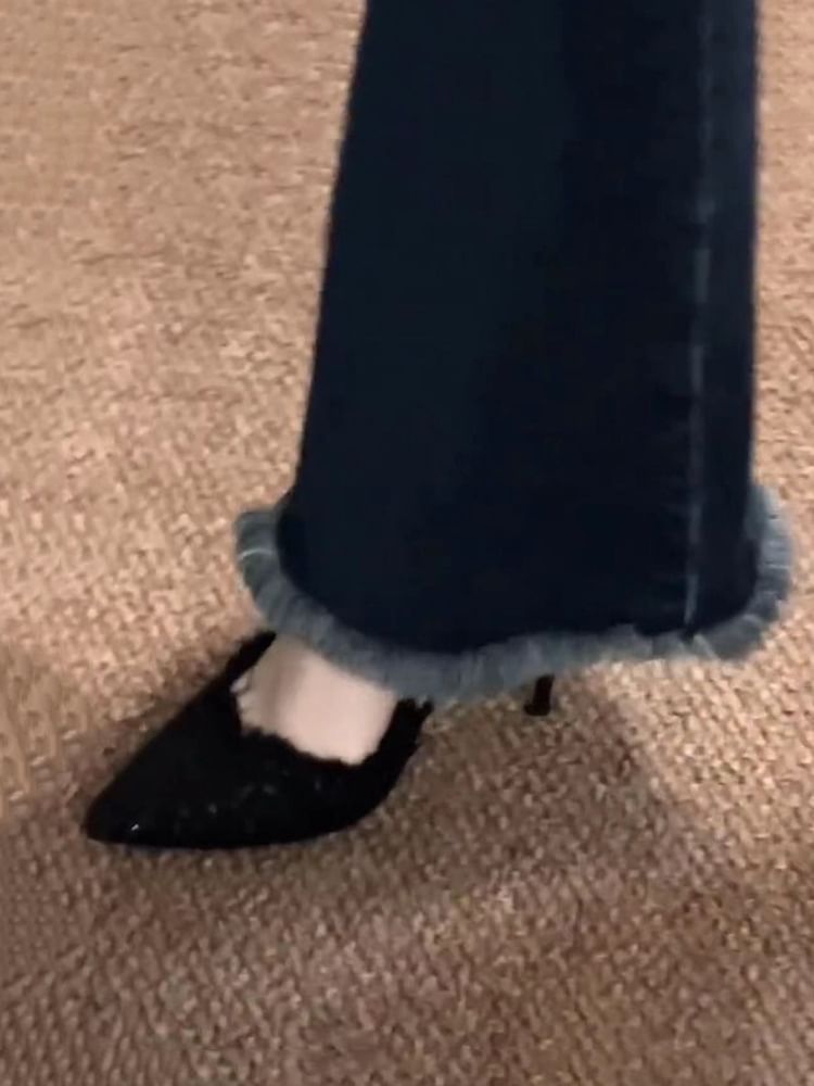 Tweed Toe Pumps Pointed