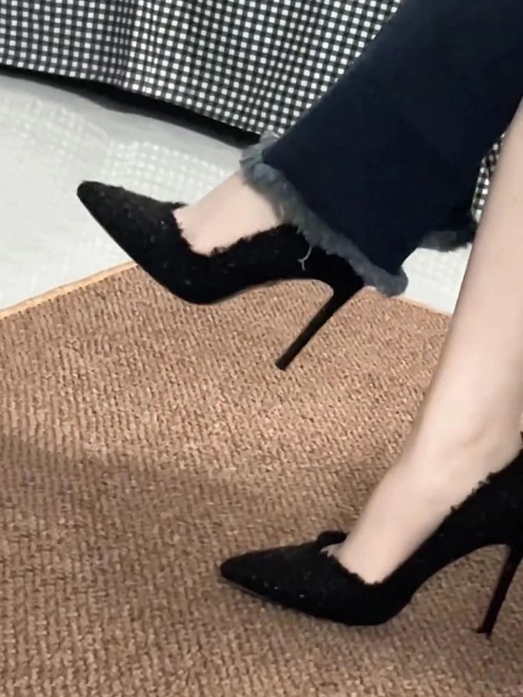 Tweed Toe Pumps Pointed