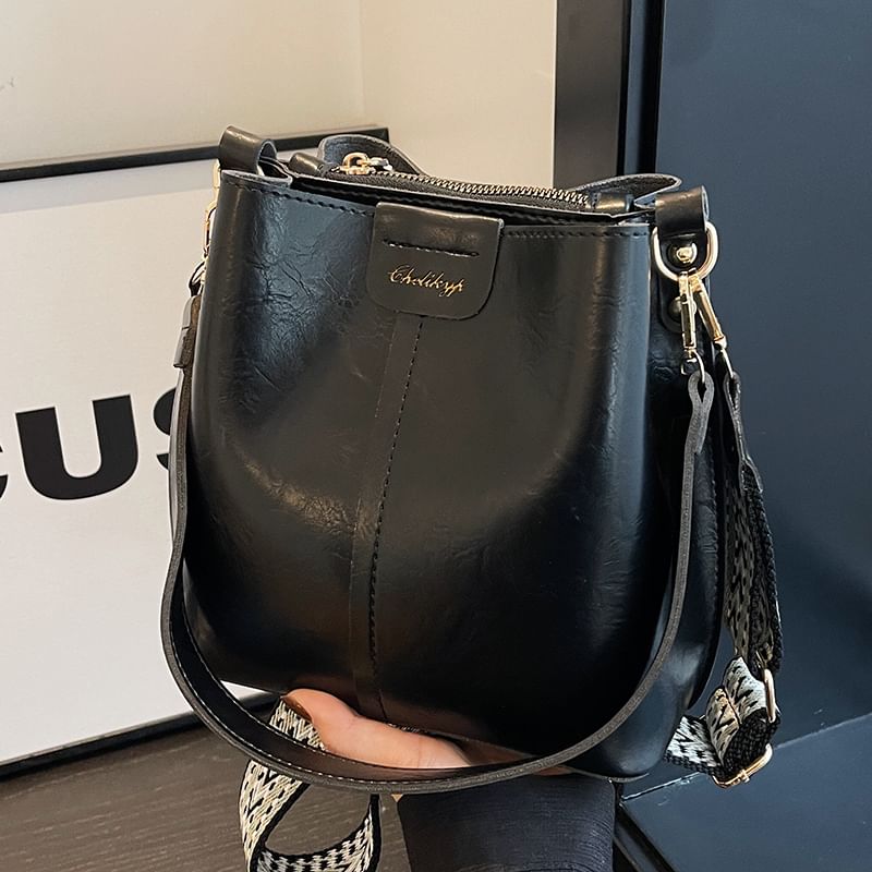 Bucket Leather Faux Bag